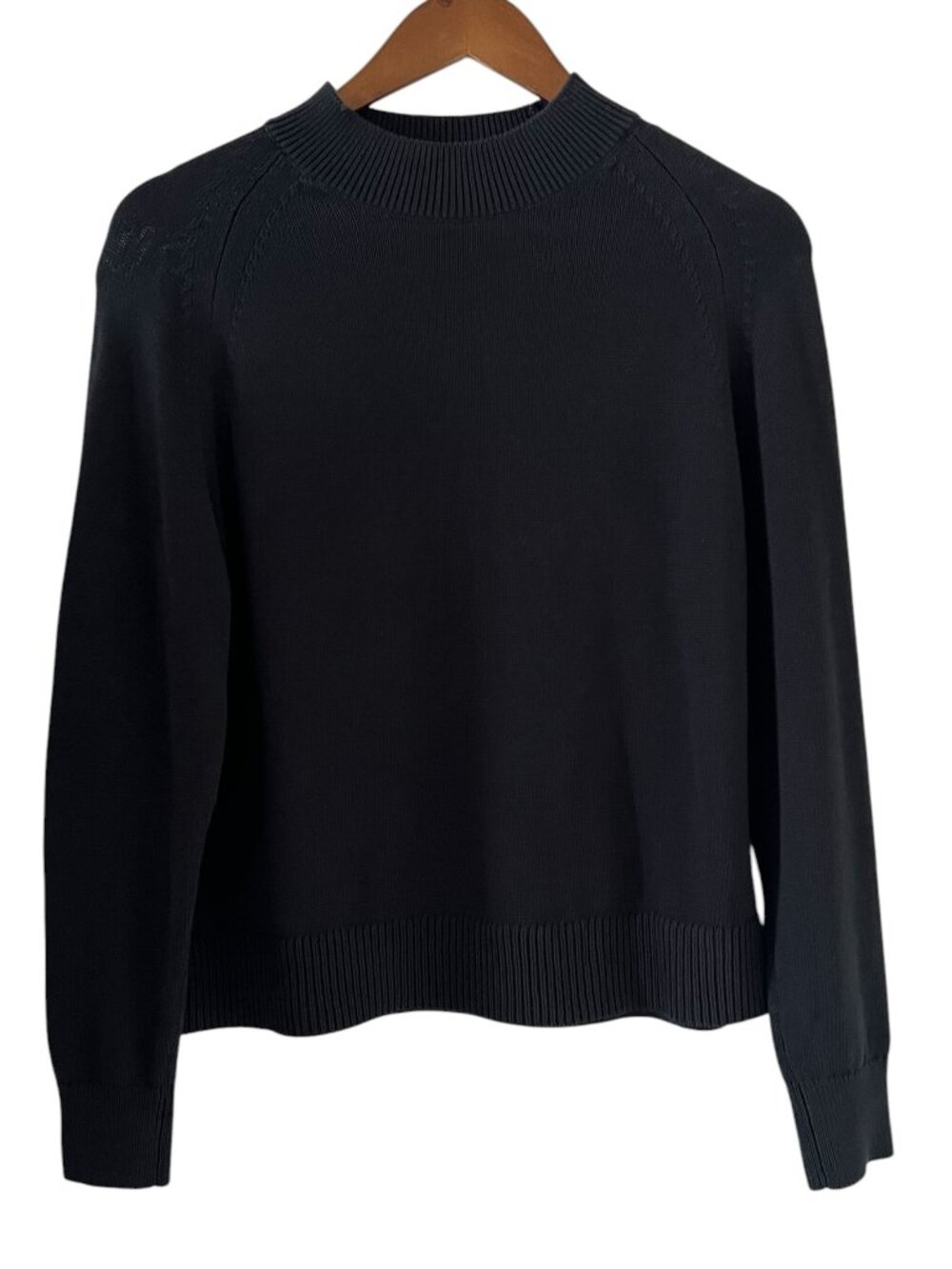 Everlane Mock Turtleneck Cotton Sweater In Black Size S - Picture 1 of 13